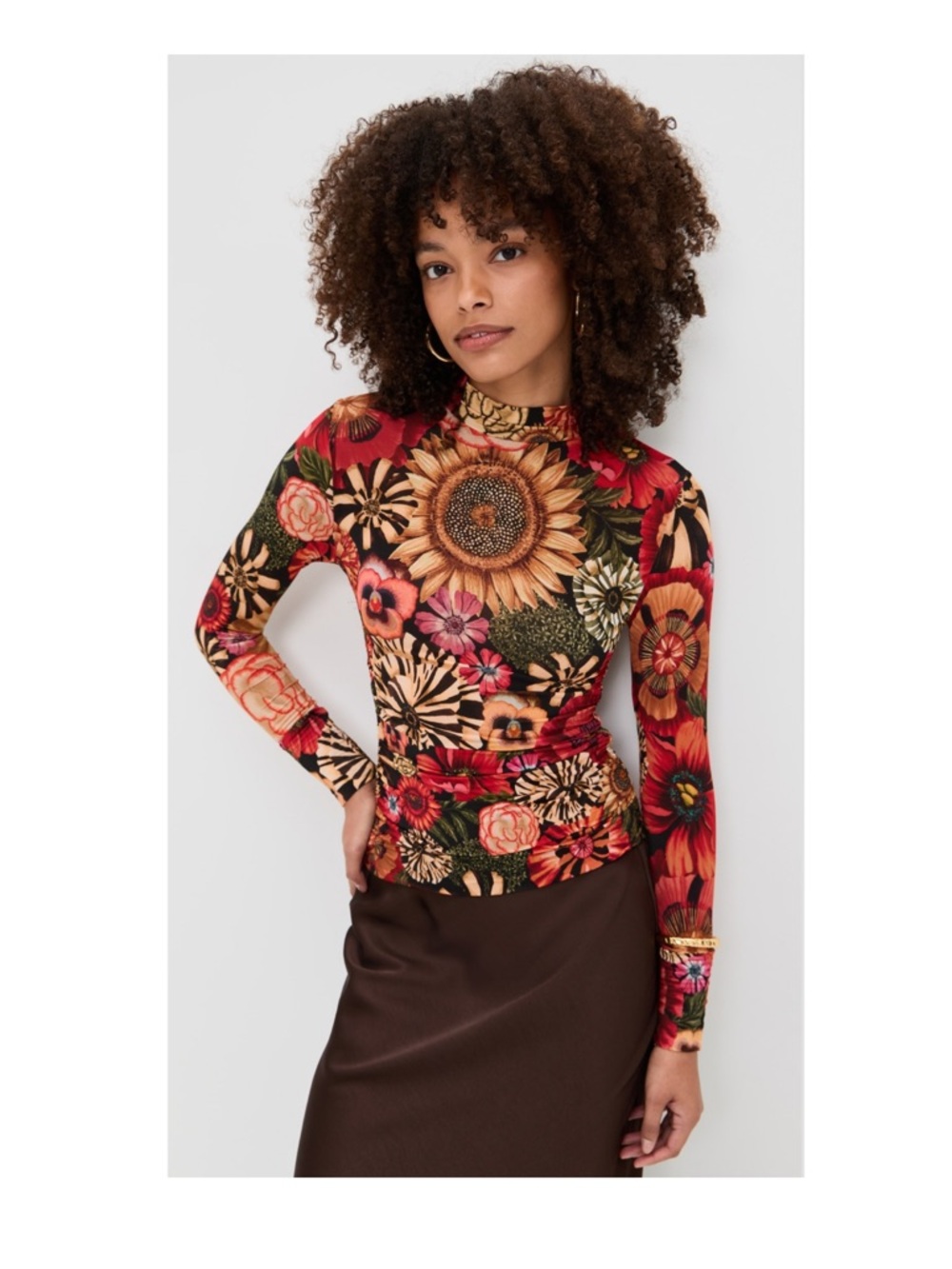 FARM Rio Black Flowershop Ruched Waist Jersey Blouse Size M NWT - Picture 12 of 15